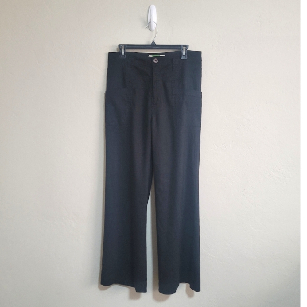By Anthropologie High-Waist, Wide-Leg Black Linen Blend Pants, 31, Office, Boho - Picture 3 of 11